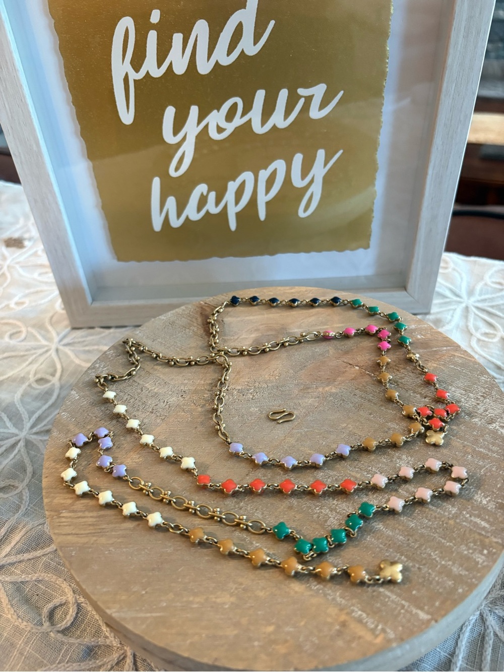 Stella & Dot Francis Lariat Necklace Multicolor Enamel Gold Tone 43”